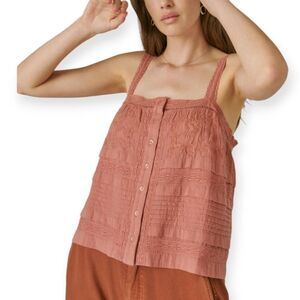 Lucky Brand Woven Lace Tank, Large